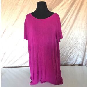 Woman Within Magenta Short Sleeve Tunic Top - 18/20